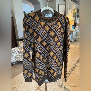 Vtg Sweater Mondo Di Marco 90s Coogi Style Colorful Knit Made Italy Medium 50